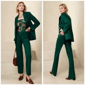 NWT Banana Republic Petite Lido Straight Wool Pant emerald green